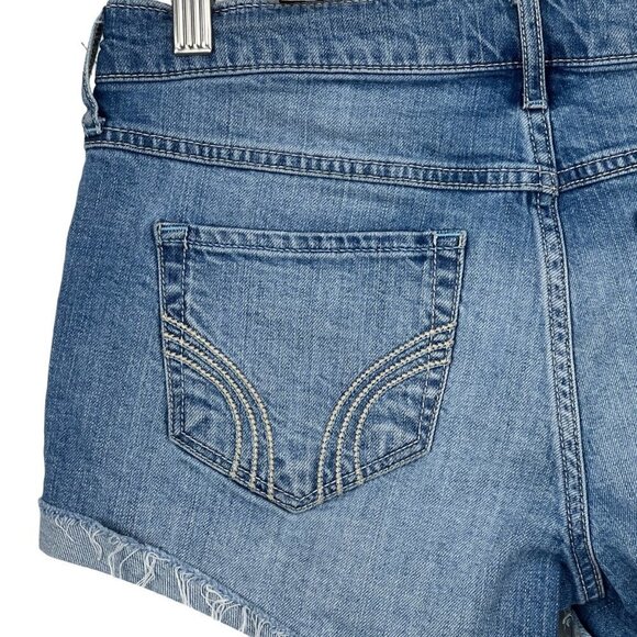 Hollister WOMEN'S SHORTS‎ CUFFED BOTTOM DENIM BLUE SIZE 5 - Picture 5 of 8